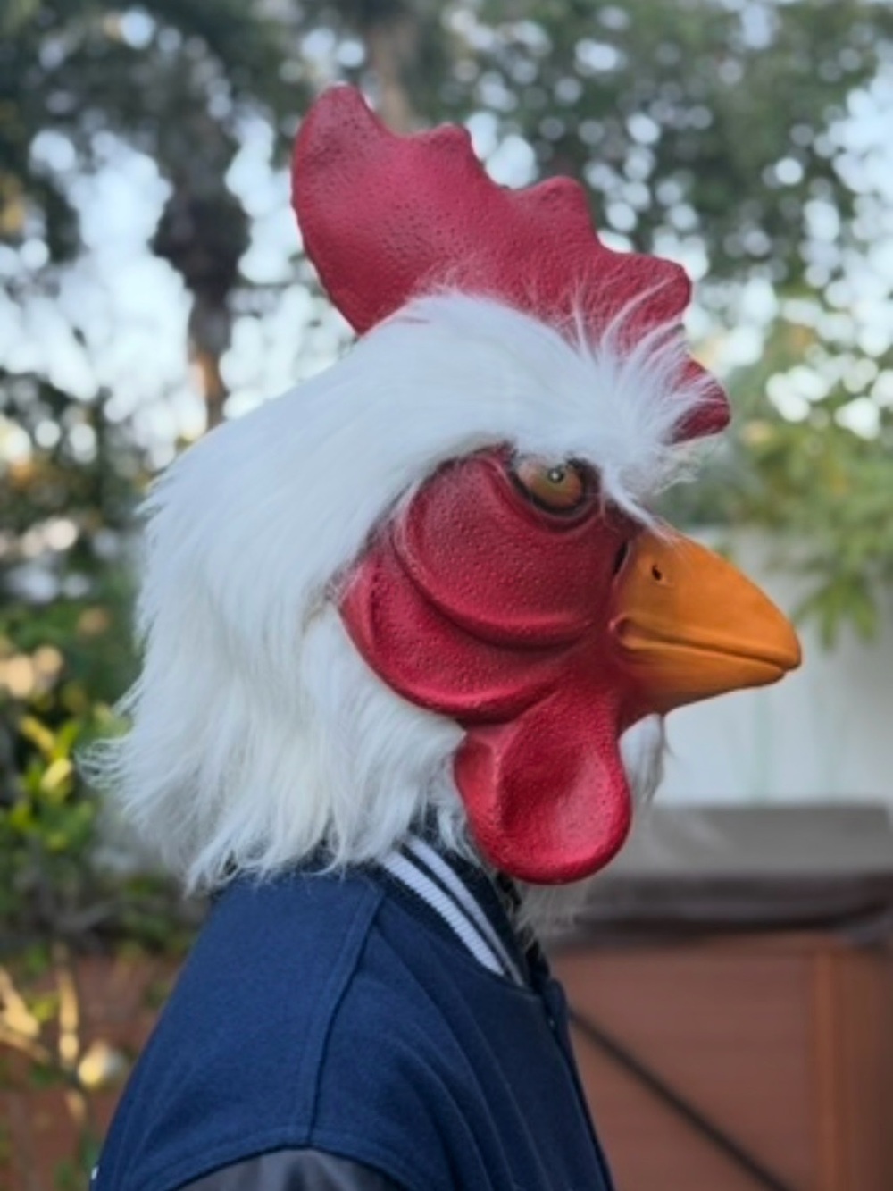 Retro Arcade Rooster Chicken Head Latex Mask Adult Halloween Cosplay Prank - Picture 3 of 4